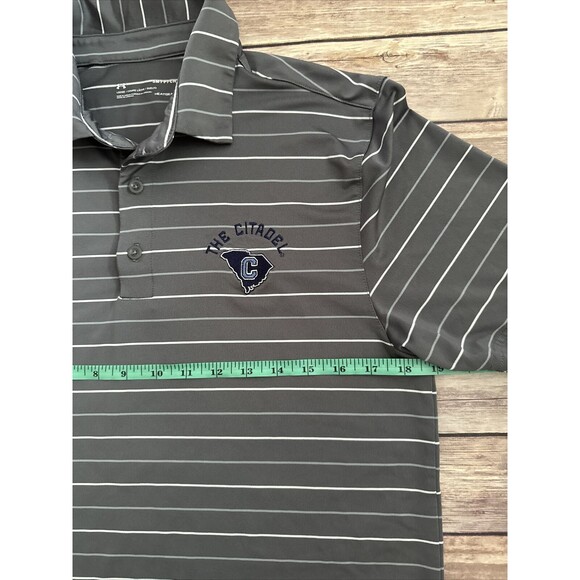 UNDER ARMOUR The Citadel men’sGrey Stripe Heatgear performance polo size Small - Picture 5 of 7